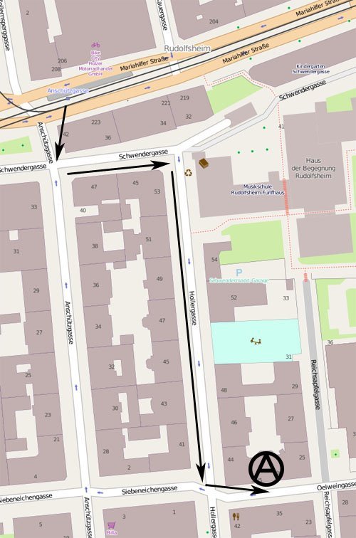 Weg zur Anarchistischen Buchhandlung Wien