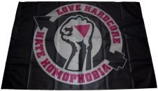 Fahne Love hardcore - hate homophobia