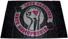 Fahne "Love hardcore - hate homophobia"